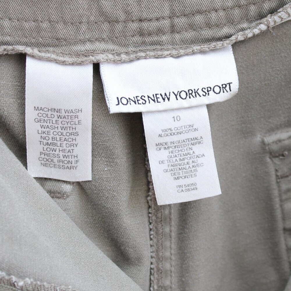 Jones New York Green Khaki Cotton Button-Front High-Rise Skort Shorts Size 10 - Picture 4 of 5